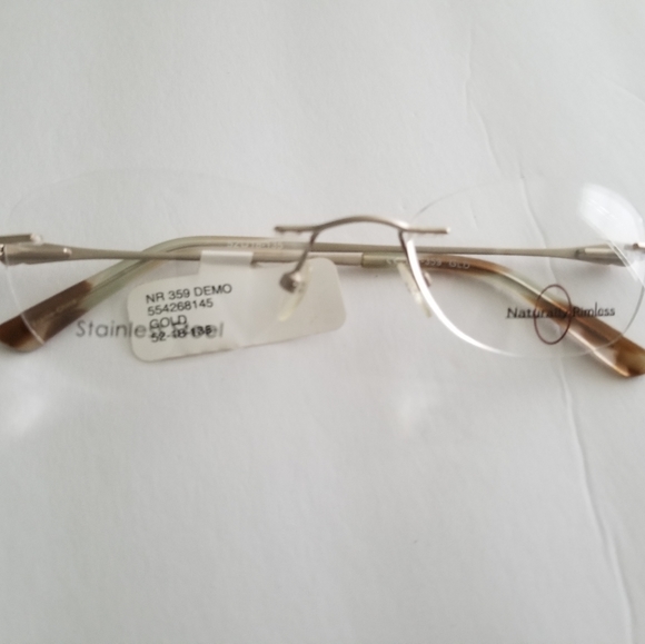 NEW NATURALLY RIMLESS NR 359 Gold 52-18-135 - Picture 15 of 16